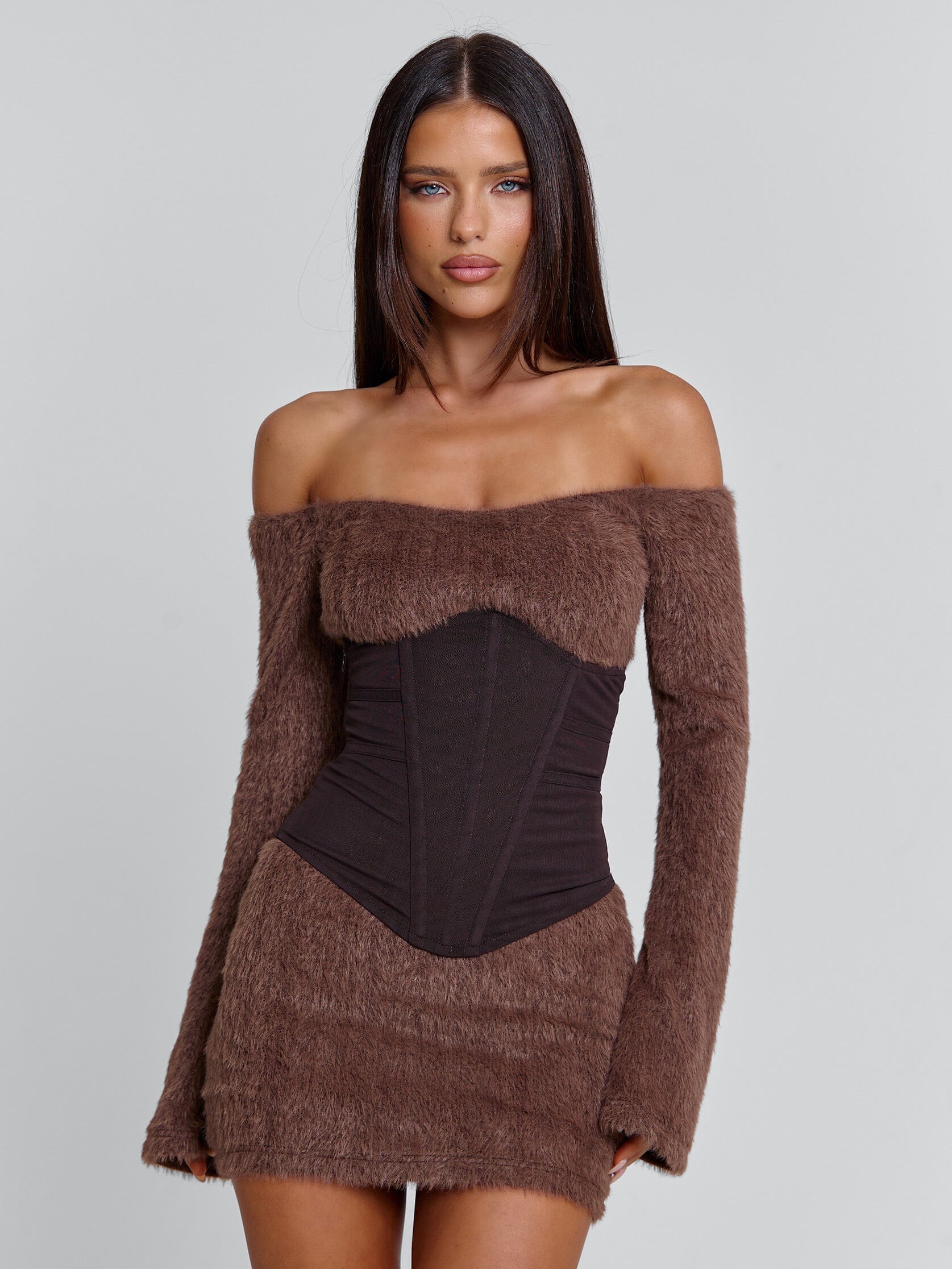 JUNO MINI DRESS BROWN