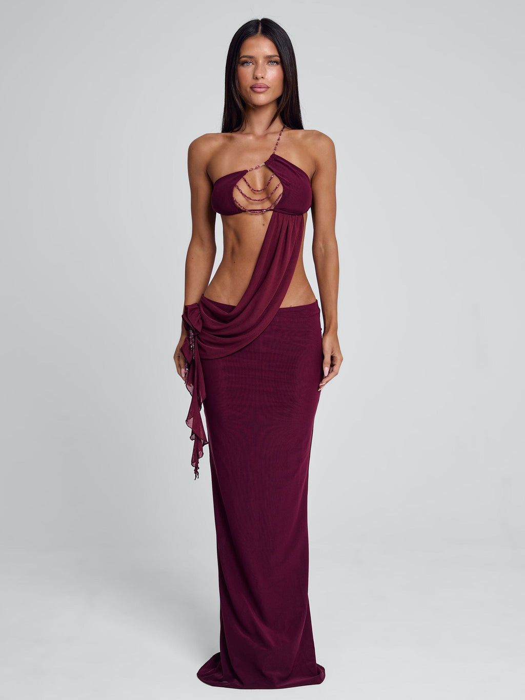 RAER MAXI DRESS BURGUNDY